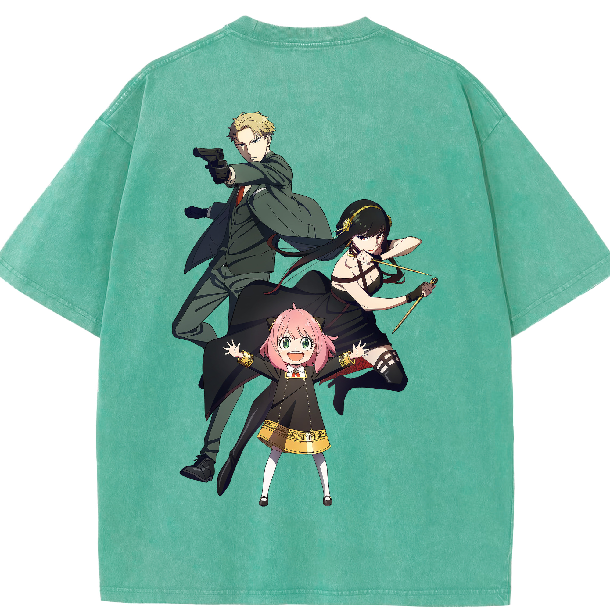 （画像用） SPY×FAMILY间谍家家酒 綿100% ヴィンテージ風 半袖Tシャツ（背面プリント）